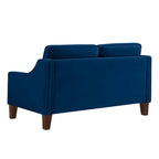 Canapé deux places moderne en velours – accoudoirs carrés, cadre en bois d'hévéa, 2 places, 130,8 cm L
