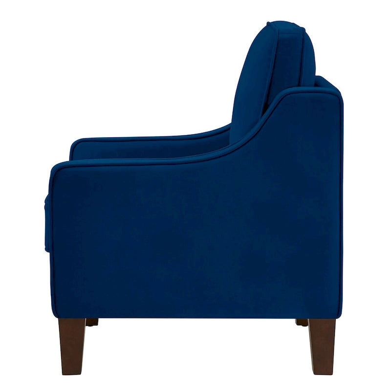Canapé deux places moderne en velours – accoudoirs carrés, cadre en bois d'hévéa, 2 places, 130,8 cm L