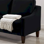 Canapé deux places moderne en velours – accoudoirs carrés, cadre en bois d'hévéa, 2 places, 130,8 cm L