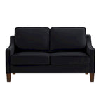 Canapé deux places moderne en velours – accoudoirs carrés, cadre en bois d'hévéa, 2 places, 130,8 cm L