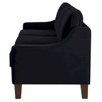 Canapé deux places moderne en velours – accoudoirs carrés, cadre en bois d'hévéa, 2 places, 130,8 cm L