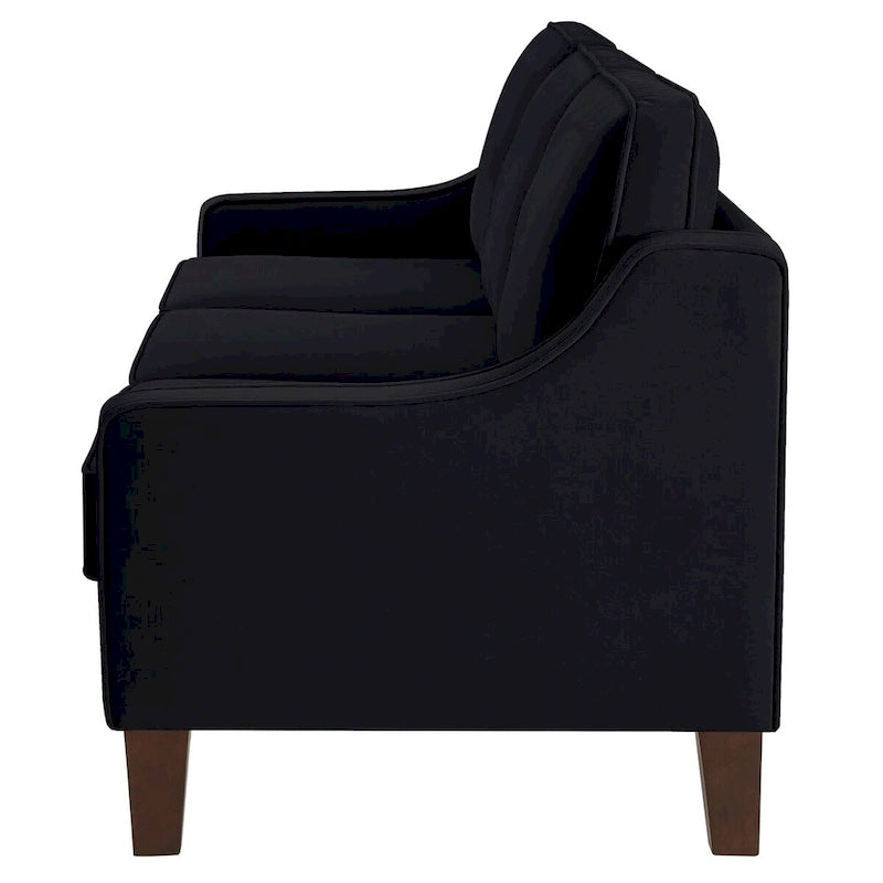 Canapé deux places moderne en velours – accoudoirs carrés, cadre en bois d'hévéa, 2 places, 130,8 cm L