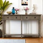 Console de canapé en bois de pin et MDF, assemblage facile avec deux tiroirs de rangement et une étagère inférieure pour salon, entrée