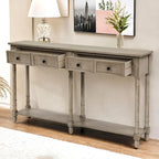 Console de canapé en bois de pin et MDF, assemblage facile avec deux tiroirs de rangement et une étagère inférieure pour salon, entrée