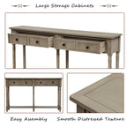 Console de canapé en bois de pin et MDF, assemblage facile avec deux tiroirs de rangement et une étagère inférieure pour salon, entrée