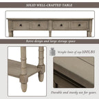 Console de canapé en bois de pin et MDF, assemblage facile avec deux tiroirs de rangement et une étagère inférieure pour salon, entrée