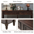 Console de canapé en bois de pin et MDF, assemblage facile avec deux tiroirs de rangement et une étagère inférieure pour salon, entrée
