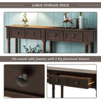 Console de canapé en bois de pin et MDF, assemblage facile avec deux tiroirs de rangement et une étagère inférieure pour salon, entrée