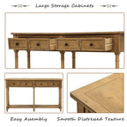 Console de canapé en bois de pin et MDF, assemblage facile avec deux tiroirs de rangement et une étagère inférieure pour salon, entrée
