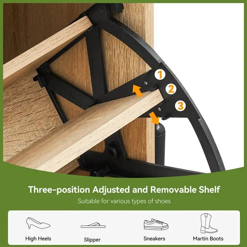 Meuble à chaussures noir moderne avec 2 portes abattantes, tiroir supérieur et design en rotin – Rangement pour entrée