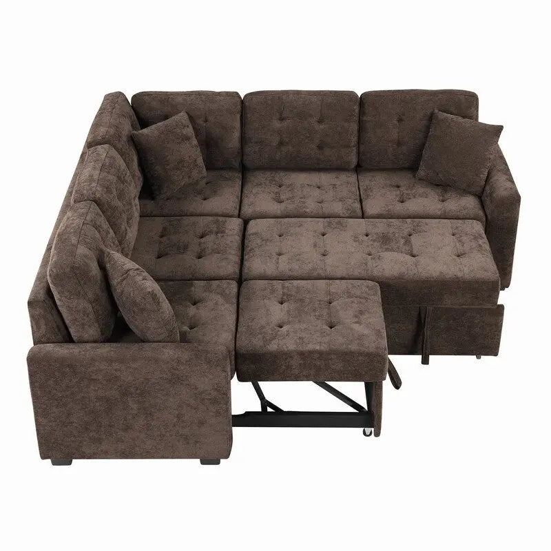 Canapé-lit d'angle de 82,6 po avec roues et ports USB