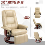 Fauteuil inclinable manuel en similicuir avec base pivotante en bois