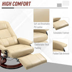 Fauteuil inclinable manuel en similicuir avec base pivotante en bois