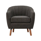 Fauteuil d'appoint en peluche 31" - Polyester gris, pieds en bois massif marron