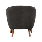 Fauteuil d'appoint en peluche 31" - Polyester gris, pieds en bois massif marron