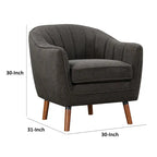 Fauteuil d'appoint en peluche 31" - Polyester gris, pieds en bois massif marron