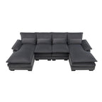 Canapé sectionnel en U rembourré à 6 places avec oreillers lombaires