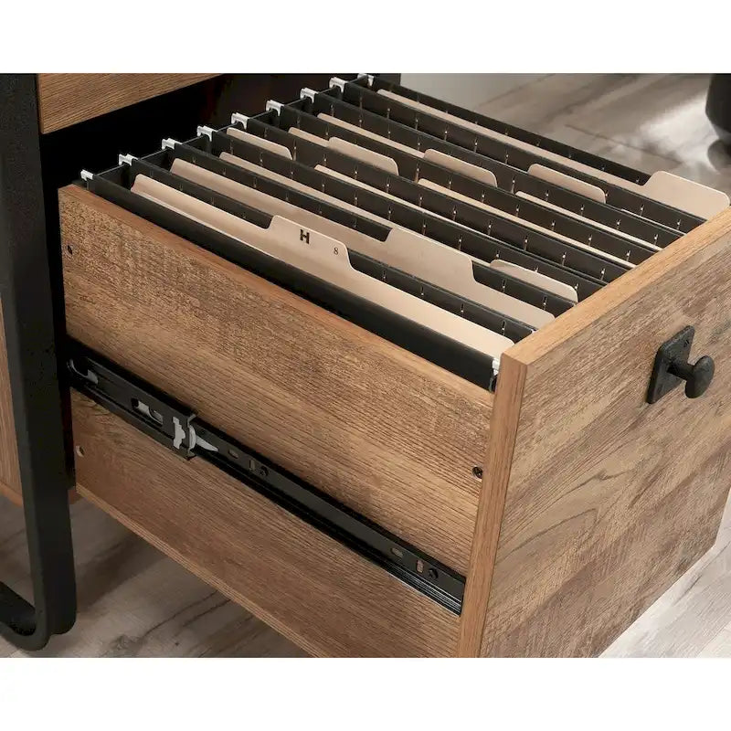 Bureau en chêne gravé – Bureau de style industriel avec rangements pour le bureau à domicile