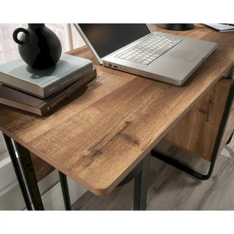 Bureau en chêne gravé – Bureau de style industriel avec rangements pour le bureau à domicile