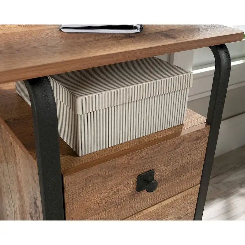 Bureau en chêne gravé – Bureau de style industriel avec rangements pour le bureau à domicile