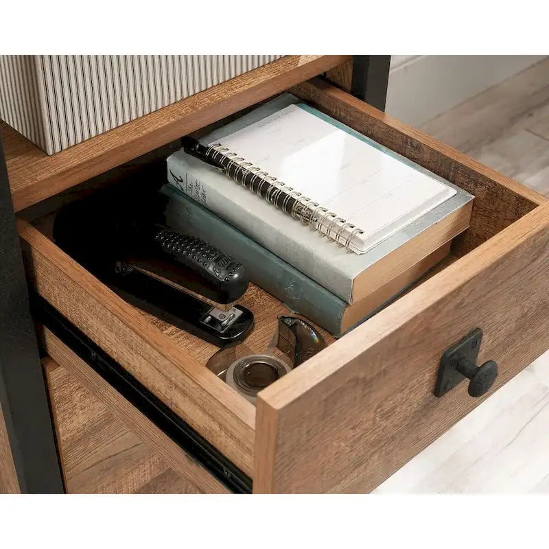 Bureau en chêne gravé – Bureau de style industriel avec rangements pour le bureau à domicile