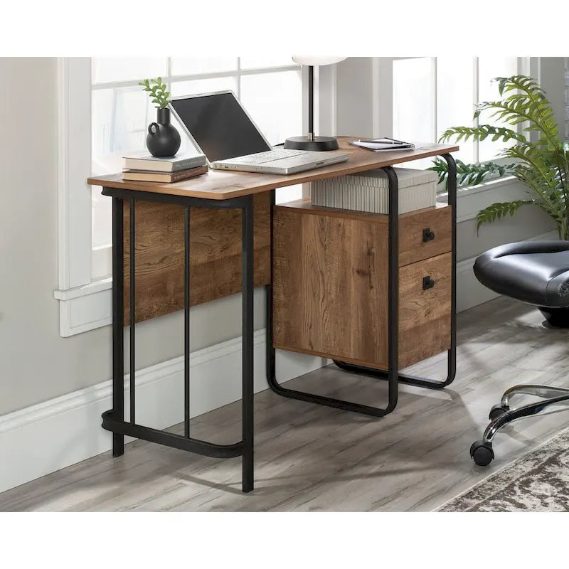 Bureau en chêne gravé – Bureau de style industriel avec rangements pour le bureau à domicile