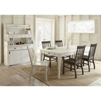 Buffet et vaisselier blancs antiques aspect vieilli avec portes coulissantes