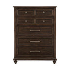 Chambre 3 pièces avec lit, table de chevet et commode finition charbon de bois flotté