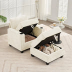 Canapé simple de rangement en chenille avec un pouf amovible