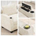 Canapé simple de rangement en chenille avec un pouf amovible