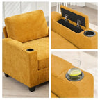 Canapé simple de rangement en chenille avec un pouf amovible