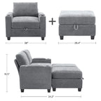 Canapé simple de rangement en chenille avec un pouf amovible