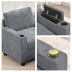 Canapé simple de rangement en chenille avec un pouf amovible