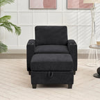 Canapé simple de rangement en chenille avec un pouf amovible