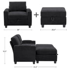 Canapé simple de rangement en chenille avec un pouf amovible