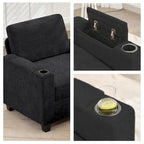 Canapé simple de rangement en chenille avec un pouf amovible