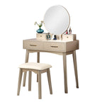 Ensemble coiffeuse et tabouret en bois contemporain pour chambre à coucher