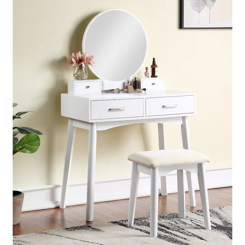 Ensemble coiffeuse et tabouret en bois contemporain pour chambre à coucher