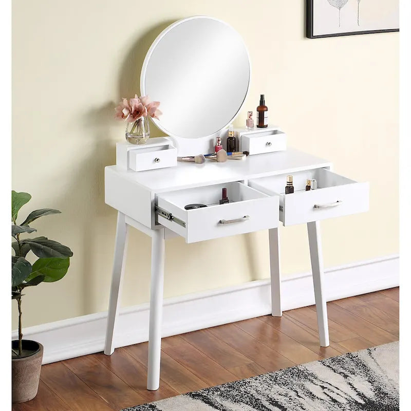 Ensemble coiffeuse et tabouret en bois contemporain pour chambre à coucher