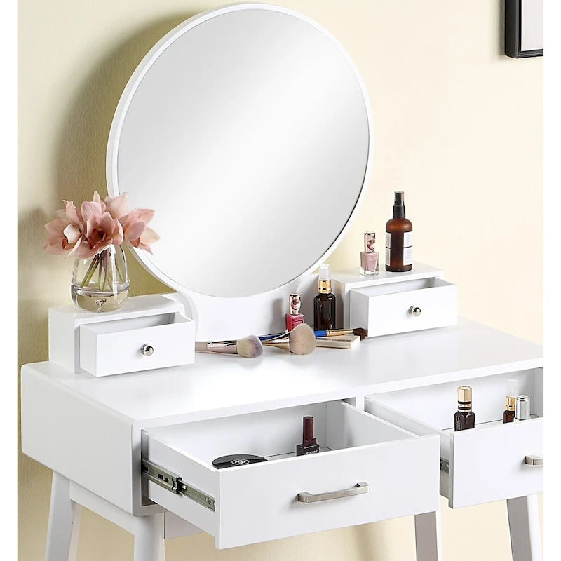 Ensemble coiffeuse et tabouret en bois contemporain pour chambre à coucher