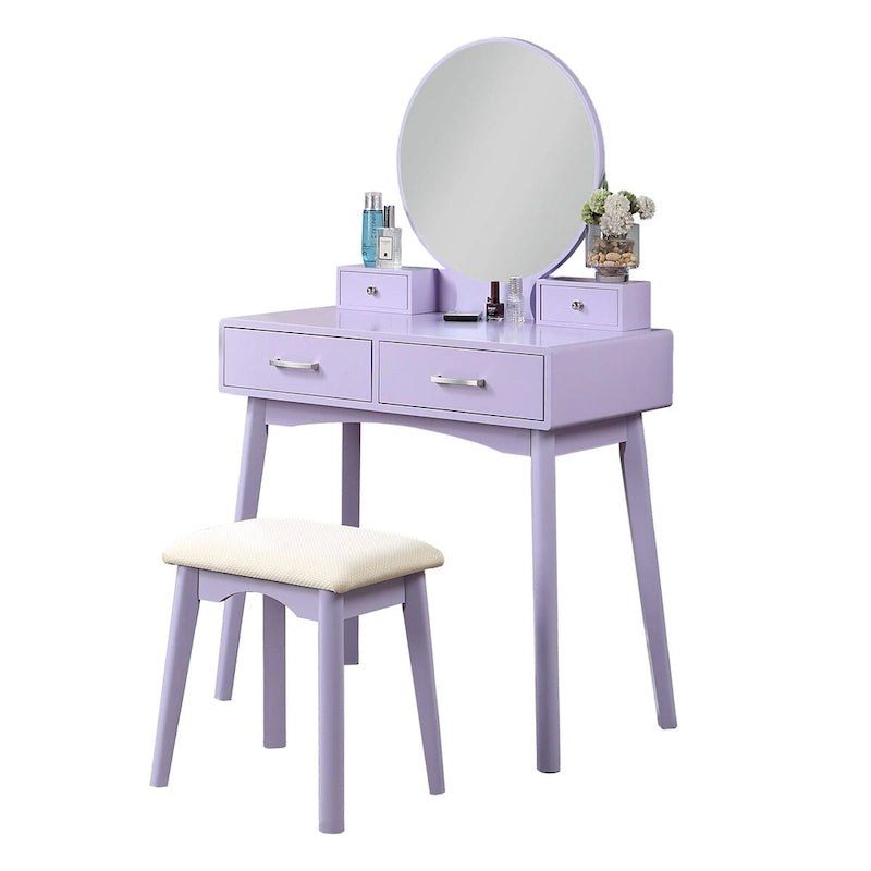 Ensemble coiffeuse et tabouret en bois contemporain pour chambre à coucher