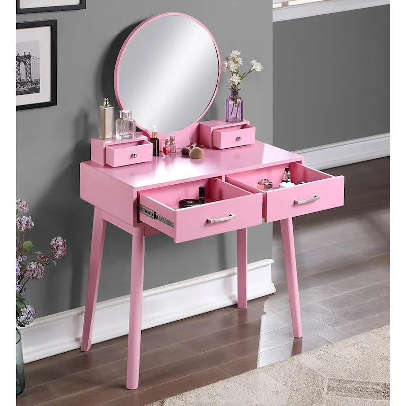 Ensemble coiffeuse et tabouret en bois contemporain pour chambre à coucher