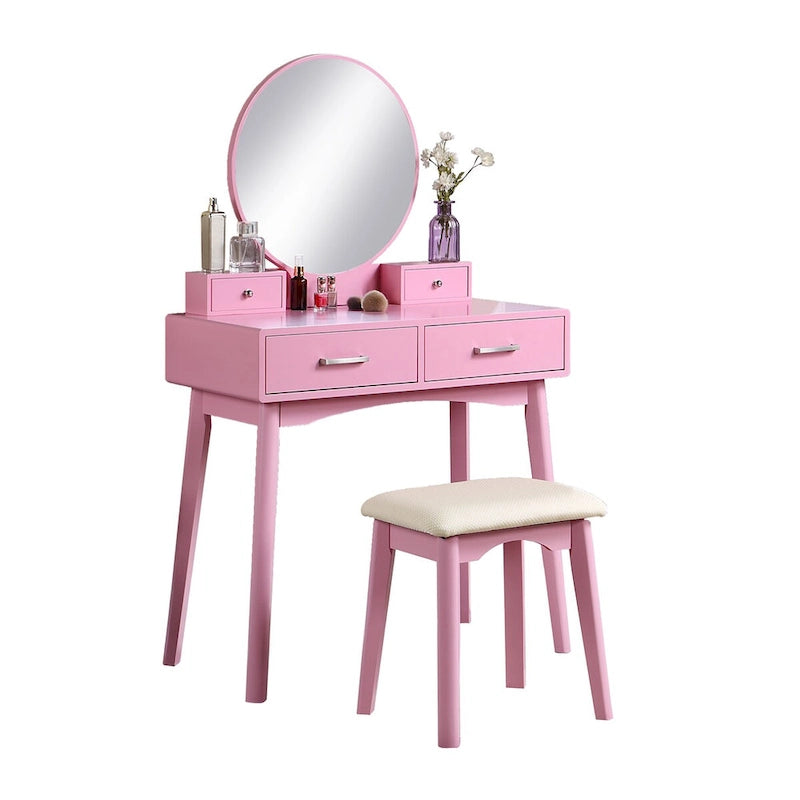 Ensemble coiffeuse et tabouret en bois contemporain pour chambre à coucher