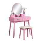 Ensemble coiffeuse et tabouret en bois contemporain pour chambre à coucher
