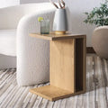 Table d'appoint en bois en forme de C – Placage chêne, design minimaliste