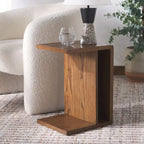 Table d'appoint en bois en forme de C – Placage chêne, design minimaliste