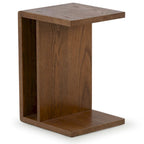 Table d'appoint en bois en forme de C – Placage chêne, design minimaliste