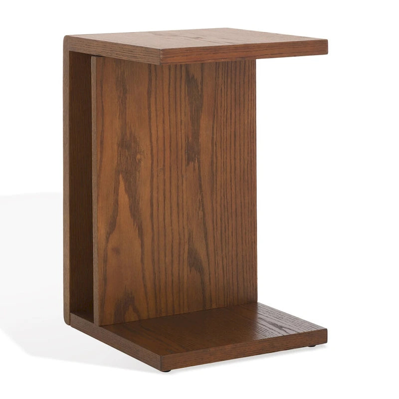 Table d'appoint en bois en forme de C – Placage chêne, design minimaliste