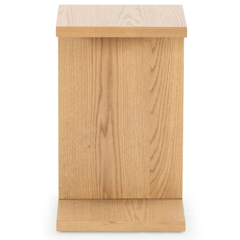 Table d'appoint en bois en forme de C – Placage chêne, design minimaliste