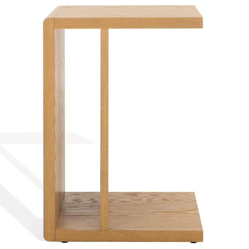 Table d'appoint en bois en forme de C – Placage chêne, design minimaliste